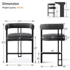 Tabourets de bar modernes de 24 po, ensemble de 8, dossier et accoudoirs incurvés, tabourets de comptoir rembourrés en tissu pour îlot de cuisine ou bar-Panipeachy