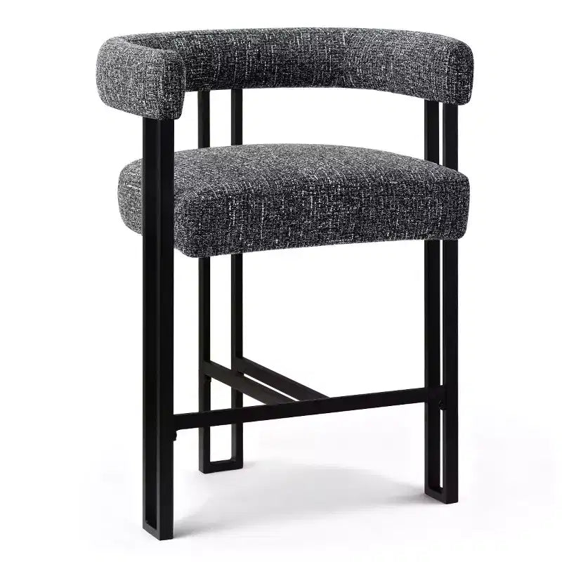 Tabourets de bar modernes de 24 po, ensemble de 8, dossier et accoudoirs incurvés, tabourets de comptoir rembourrés en tissu pour îlot de cuisine ou bar-Panipeachy