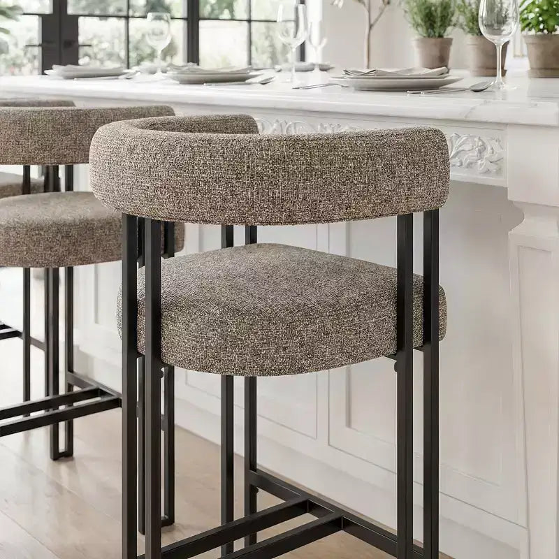 Tabourets de bar modernes de 24 po, ensemble de 8, dossier et accoudoirs incurvés, tabourets de comptoir rembourrés en tissu pour îlot de cuisine ou bar-Panipeachy