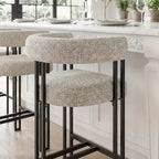 Tabourets de bar modernes de 24 po, ensemble de 8, dossier et accoudoirs incurvés, tabourets de comptoir rembourrés en tissu pour îlot de cuisine ou bar-Panipeachy