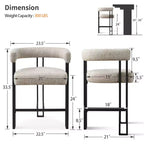 Tabourets de bar modernes de 24 po, ensemble de 8, dossier et accoudoirs incurvés, tabourets de comptoir rembourrés en tissu pour îlot de cuisine ou bar-Panipeachy