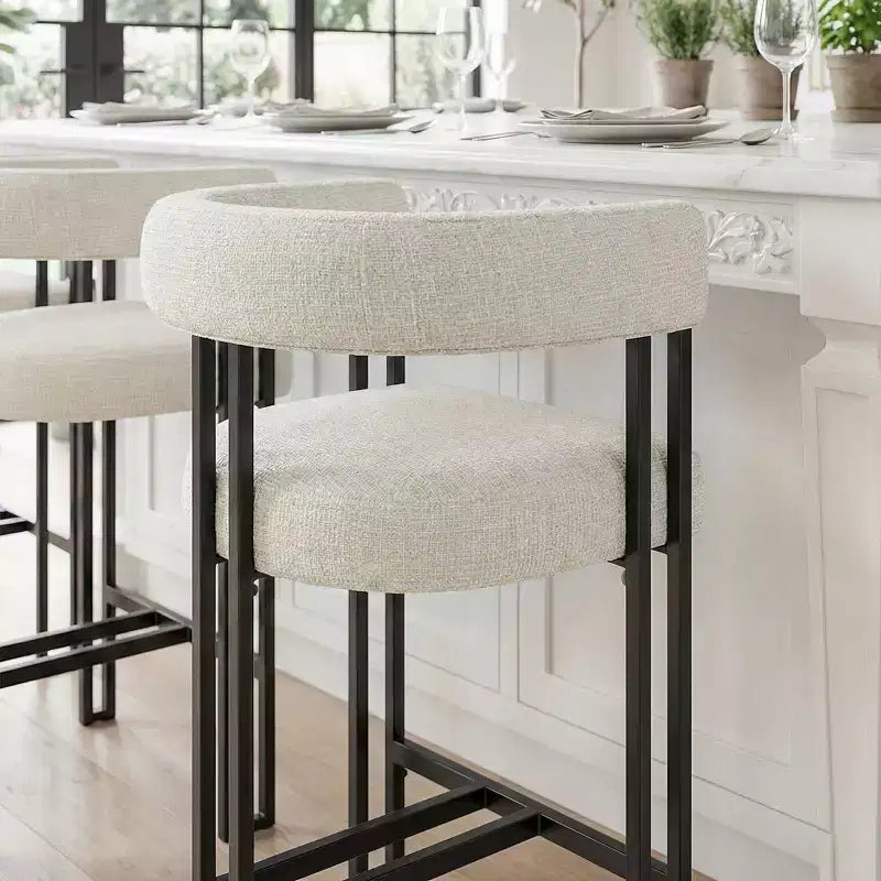Tabourets de bar modernes de 24 po, ensemble de 8, dossier et accoudoirs incurvés, tabourets de comptoir rembourrés en tissu pour îlot de cuisine ou bar-Panipeachy