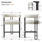 Tabourets de bar modernes de 24 po, ensemble de 8, dossier et accoudoirs incurvés, tabourets de comptoir rembourrés en tissu pour îlot de cuisine ou bar-Panipeachy