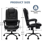 HOFFREE Chaise de bureau ergonomique moyenne avec 7 points de massage, réglable, en similicuir, supporte jusqu'à 136 kg, parfaite pour le bureau à domicile
