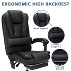 HOFFREE Chaise de bureau ergonomique moyenne avec 7 points de massage, réglable, en similicuir, supporte jusqu'à 136 kg, parfaite pour le bureau à domicile