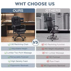 HOFFREE Chaise de bureau ergonomique moyenne avec 7 points de massage, réglable, en similicuir, supporte jusqu'à 136 kg, parfaite pour le bureau à domicile