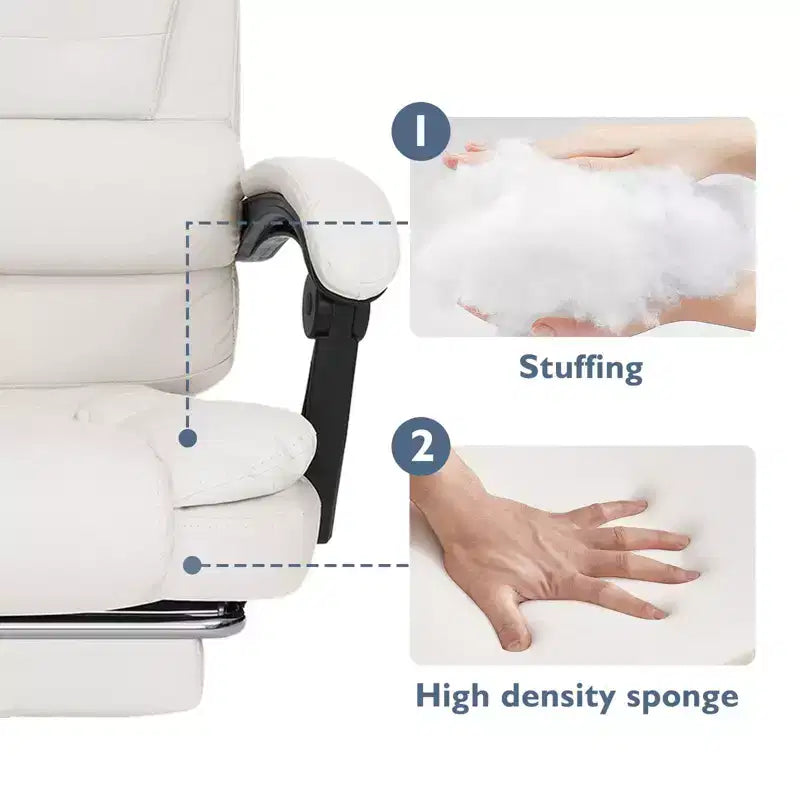 HOFFREE Chaise de bureau ergonomique moyenne avec 7 points de massage, réglable, en similicuir, supporte jusqu'à 136 kg, parfaite pour le bureau à domicile
