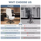 HOFFREE Chaise de bureau ergonomique moyenne avec 7 points de massage, réglable, en similicuir, supporte jusqu'à 136 kg, parfaite pour le bureau à domicile