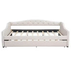 Lit de Repos Moderne en Lin Rembourré Luxystar avec Lit Gigogne