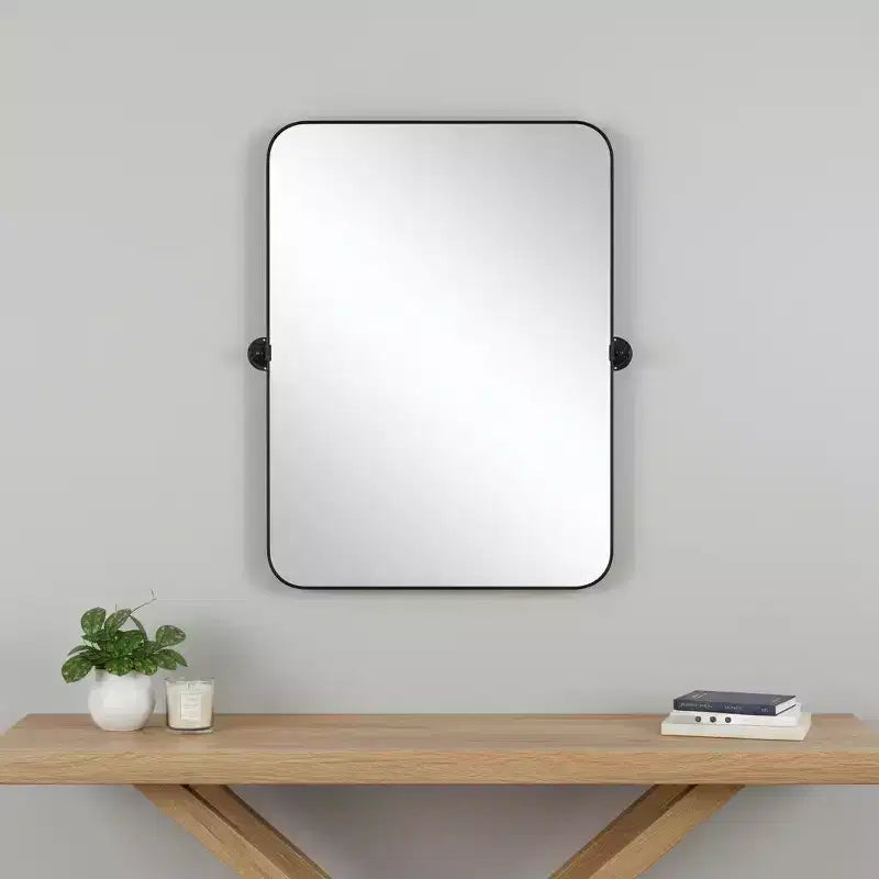 HomeRoots 36 Miroir d'appoint à cadre basculant en métal noir