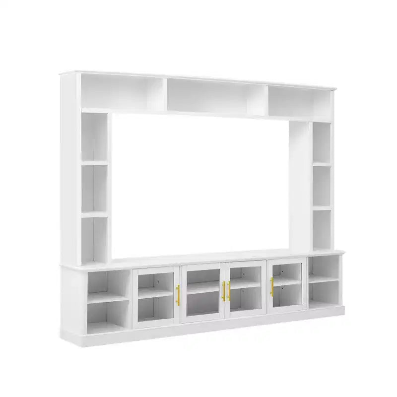 Meuble TV moderne Kaisen de GDFStudio avec étagères et porte en verre trempé