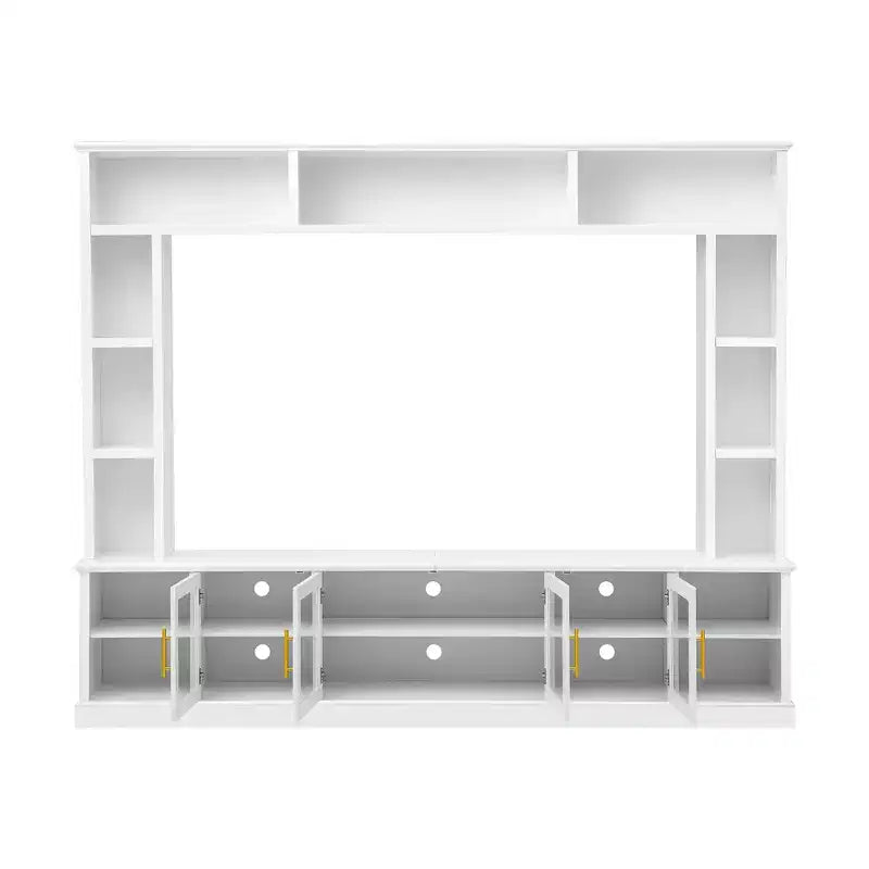 Meuble TV moderne Kaisen de GDFStudio avec étagères et porte en verre trempé