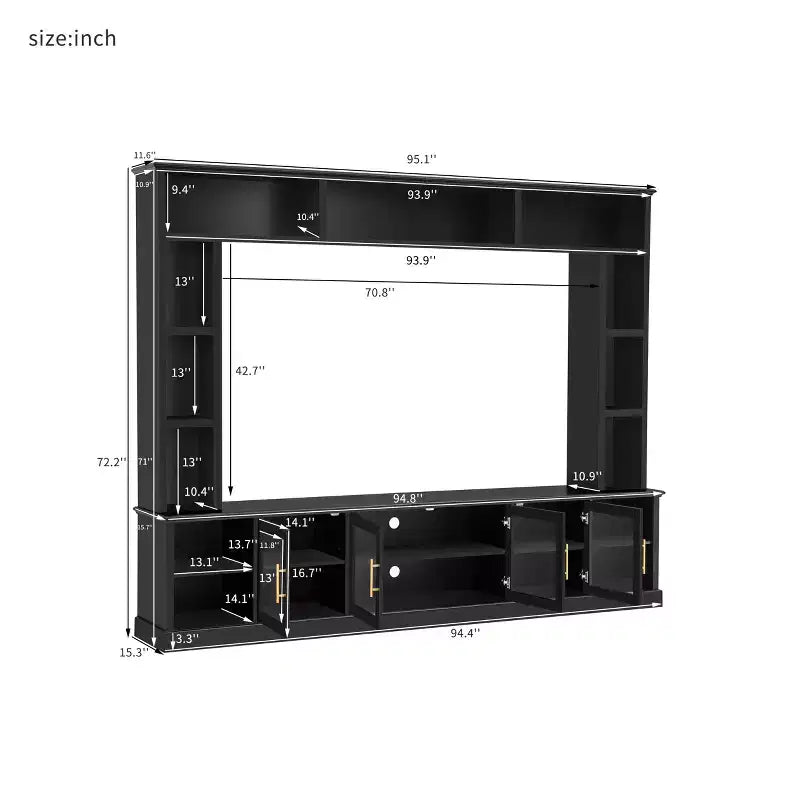 Meuble TV moderne Kaisen de GDFStudio avec étagères et porte en verre trempé