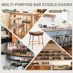 Lot de 2 tabourets de bar hauteur comptoir, chaises en cuir avec pieds en métal, marron