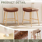 Lot de 2 tabourets de bar hauteur comptoir, chaises en cuir avec pieds en métal, marron