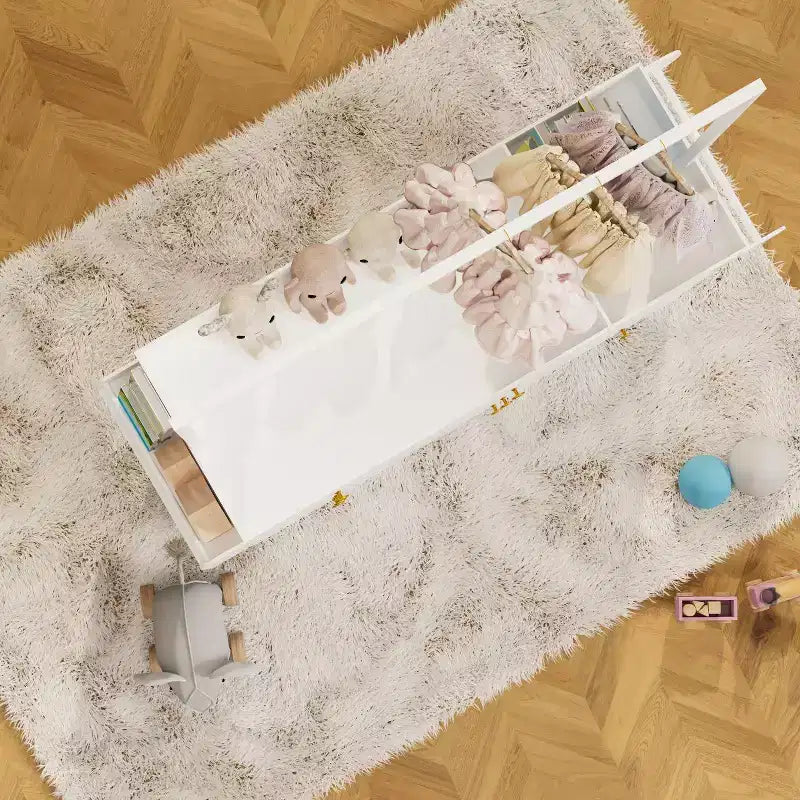 Table à langer JVNOXK avec 3 tiroirs extra-profonds, étagère de rangement et crochets, idéale pour les crèches, blanc