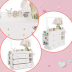 Table à langer JVNOXK avec 3 tiroirs extra-profonds, étagère de rangement et crochets, idéale pour les crèches, blanc