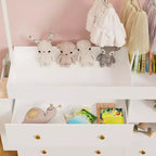 Table à langer JVNOXK avec 3 tiroirs extra-profonds, étagère de rangement et crochets, idéale pour les crèches, blanc
