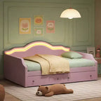 Lit de repos Luxystar tapissé en velours avec 2 tiroirs