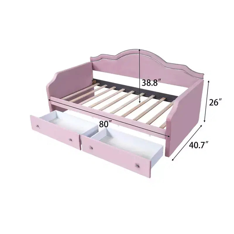 Lit de repos Luxystar tapissé en velours avec 2 tiroirs