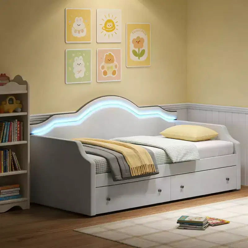 Lit de repos Luxystar tapissé en velours avec 2 tiroirs