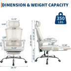 Chaise de bureau ergonomique avec repose-pieds rétractable, dossier haut en maille avec appui-tête et support lombaire réglables, fauteuil d'ordinateur inclinable