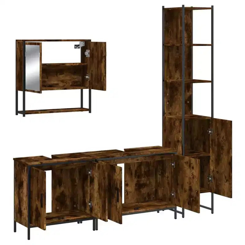 vidaXL Ensemble de meubles de salle de bain avec étagère 4 pcs Bois d'ingénierie Rangement moderne