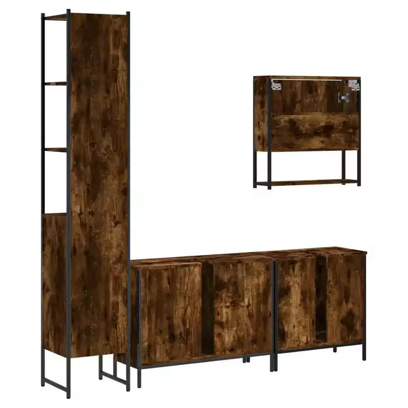 vidaXL Ensemble de meubles de salle de bain avec étagère 4 pcs Bois d'ingénierie Rangement moderne