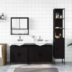 vidaXL Ensemble de meubles de salle de bain avec étagère 4 pcs Bois d'ingénierie Rangement moderne