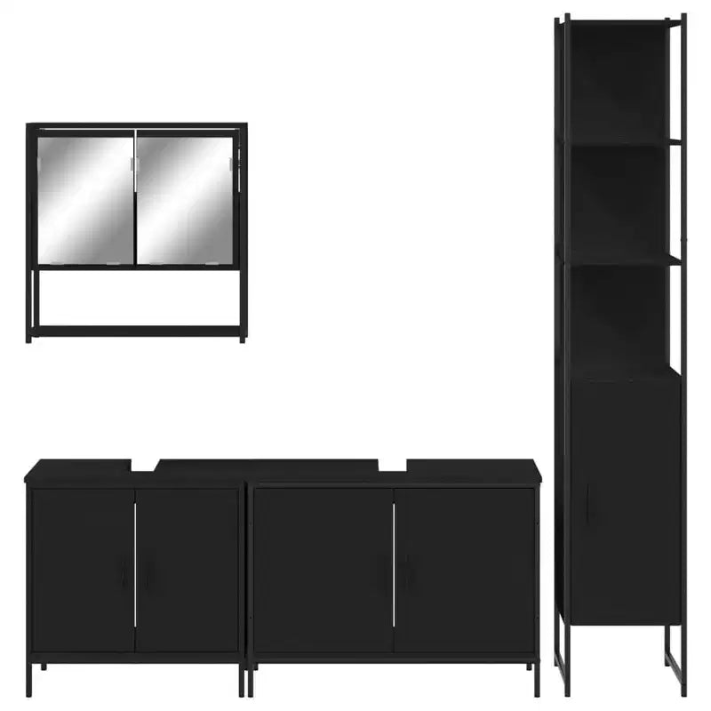 vidaXL Ensemble de meubles de salle de bain avec étagère 4 pcs Bois d'ingénierie Rangement moderne