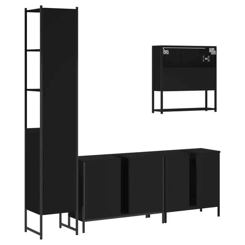 vidaXL Ensemble de meubles de salle de bain avec étagère 4 pcs Bois d'ingénierie Rangement moderne