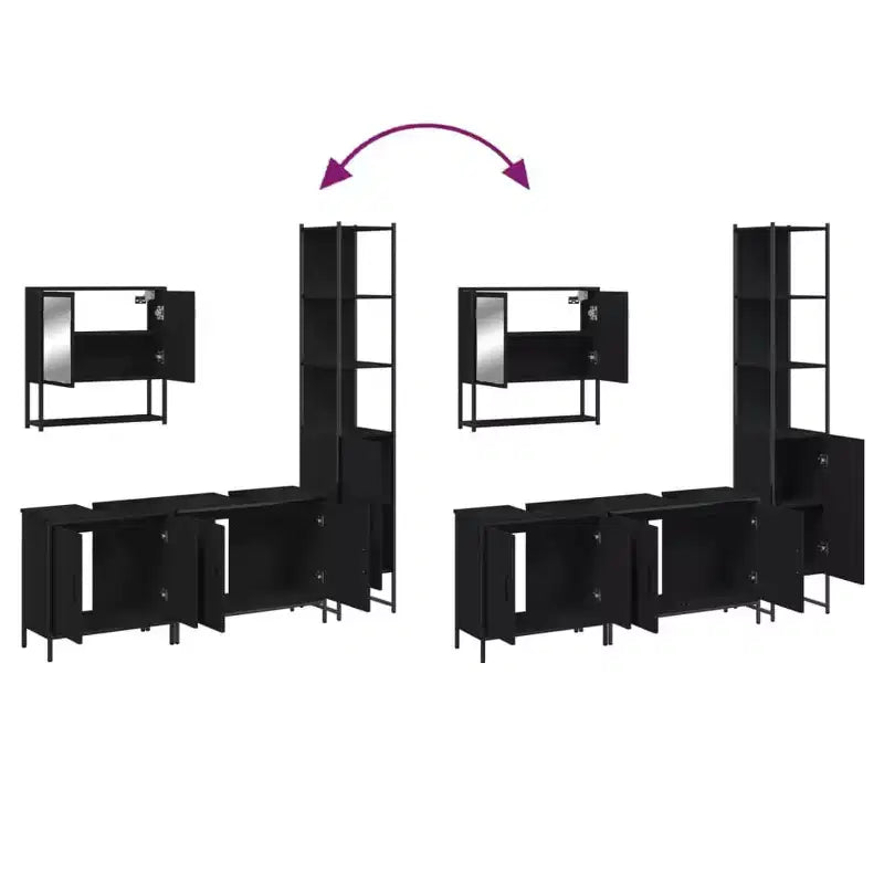 vidaXL Ensemble de meubles de salle de bain avec étagère 4 pcs Bois d'ingénierie Rangement moderne