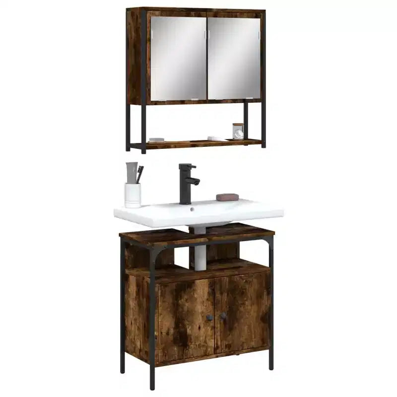 vidaXL Ensemble de meubles de salle de bain avec étagère 2 pcs Bois d'ingénierie Ensembles Rangement