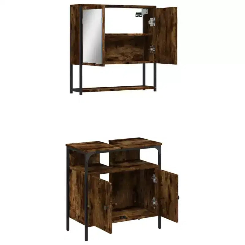 vidaXL Ensemble de meubles de salle de bain avec étagère 2 pcs Bois d'ingénierie Ensembles Rangement