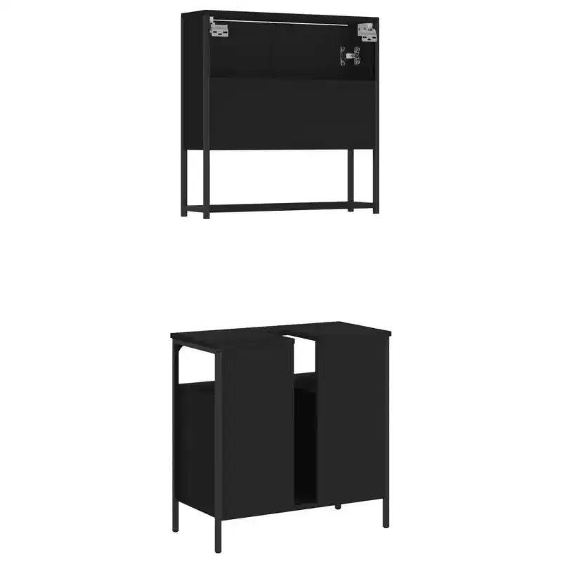 vidaXL Ensemble de meubles de salle de bain avec étagère 2 pcs Bois d'ingénierie Ensembles Rangement