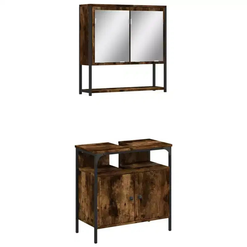 vidaXL Ensemble de meubles de salle de bain avec étagère 2 pcs Bois d'ingénierie Ensembles Rangement