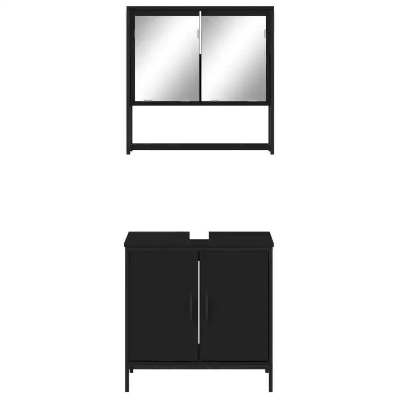 vidaXL Ensemble de meubles de salle de bain avec étagère 2 pcs Bois d'ingénierie Meuble sous-lavabo