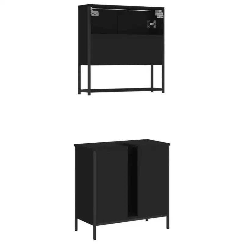 vidaXL Ensemble de meubles de salle de bain avec étagère 2 pcs Bois d'ingénierie Meuble sous-lavabo