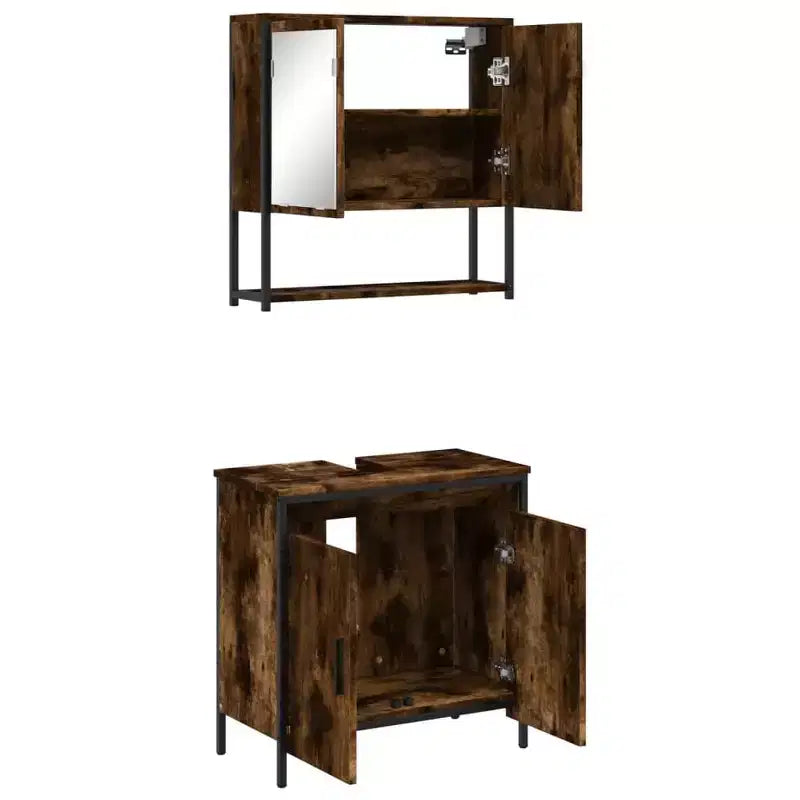vidaXL Ensemble de meubles de salle de bain avec étagère 2 pcs Bois d'ingénierie Meuble sous-lavabo