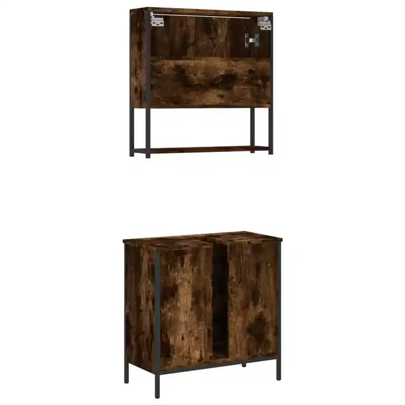vidaXL Ensemble de meubles de salle de bain avec étagère 2 pcs Bois d'ingénierie Meuble sous-lavabo