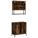 vidaXL Ensemble de meubles de salle de bain avec étagère 2 pcs Bois d'ingénierie Meuble sous-lavabo