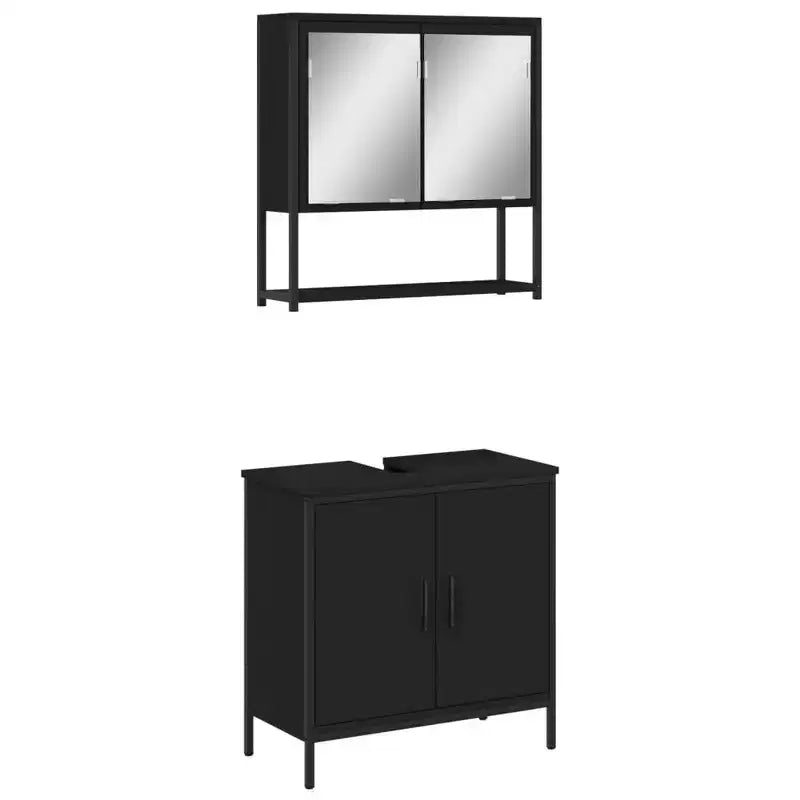 vidaXL Ensemble de meubles de salle de bain avec étagère 2 pcs Bois d'ingénierie Meuble sous-lavabo