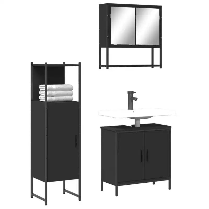 vidaXL Ensemble de meubles de salle de bain avec étagère 3 pcs Bois d'ingénierie Rangement pour