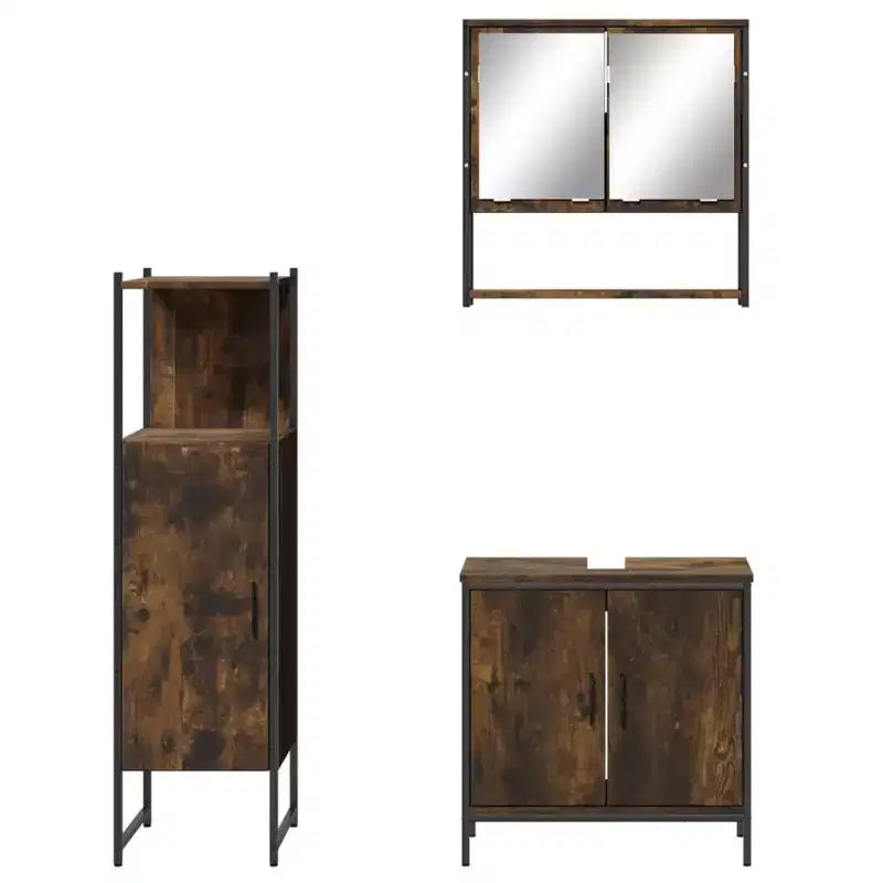 vidaXL Ensemble de meubles de salle de bain avec étagère 3 pcs Bois d'ingénierie Rangement pour