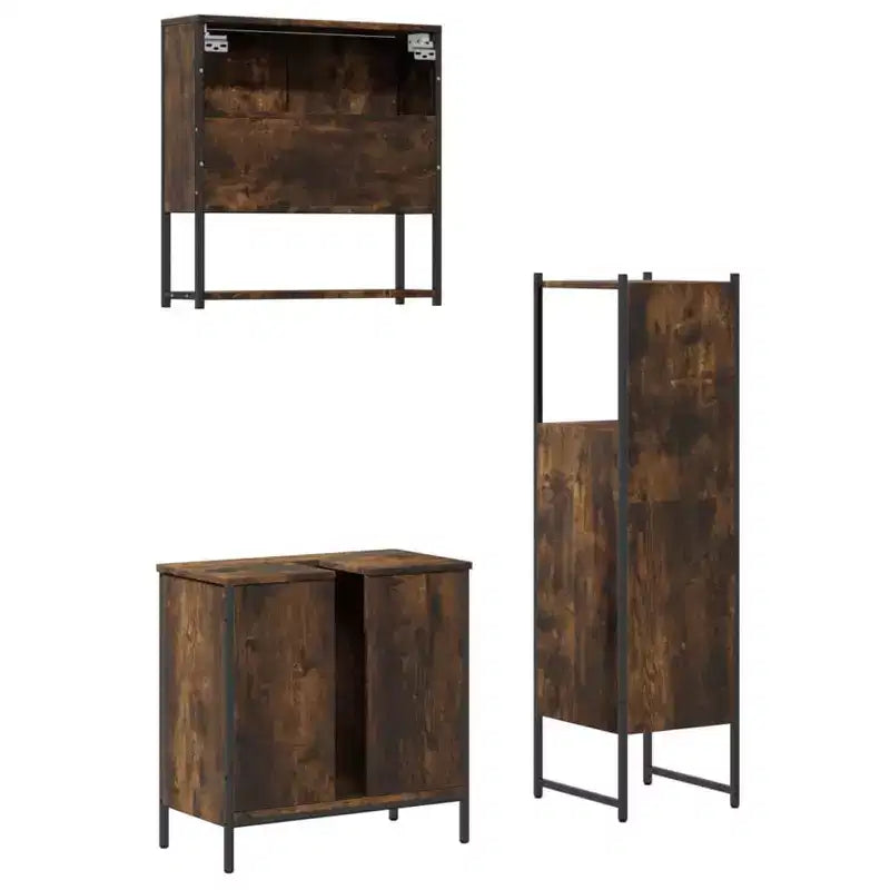 vidaXL Ensemble de meubles de salle de bain avec étagère 3 pcs Bois d'ingénierie Rangement pour