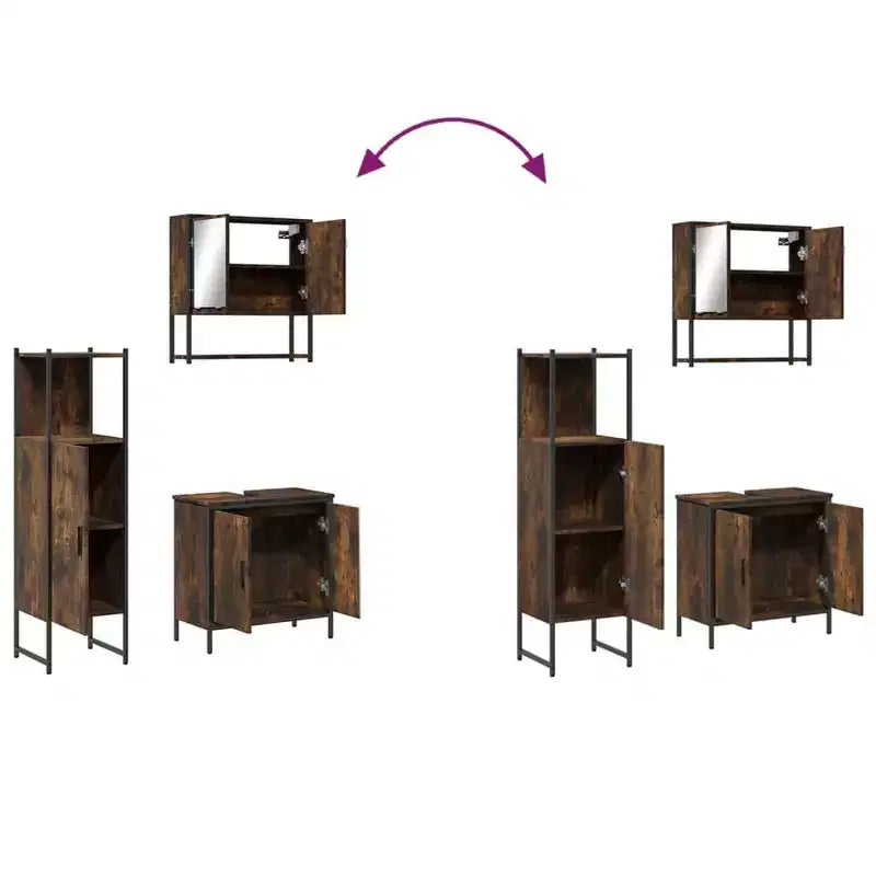 vidaXL Ensemble de meubles de salle de bain avec étagère 3 pcs Bois d'ingénierie Rangement pour