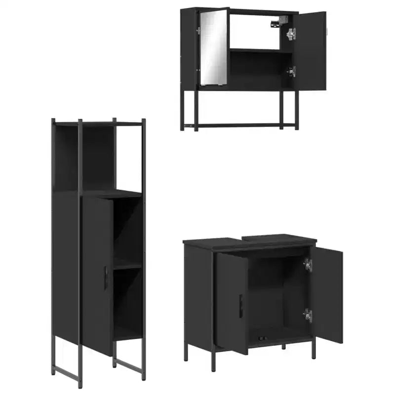 vidaXL Ensemble de meubles de salle de bain avec étagère 3 pcs Bois d'ingénierie Rangement pour