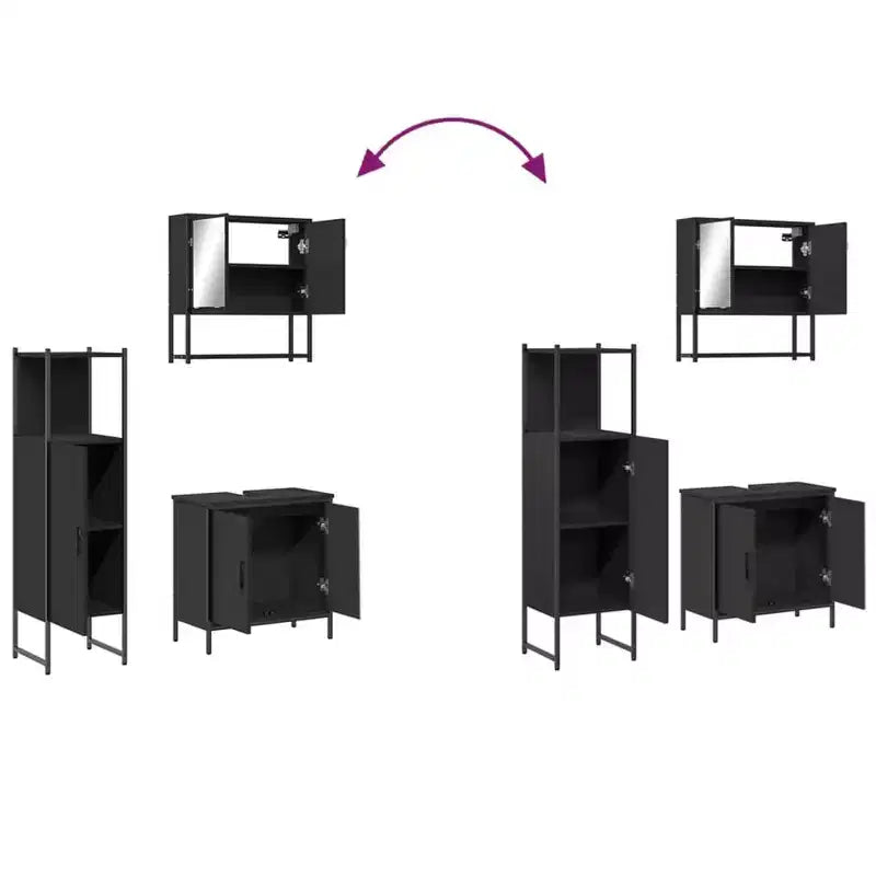 vidaXL Ensemble de meubles de salle de bain avec étagère 3 pcs Bois d'ingénierie Rangement pour
