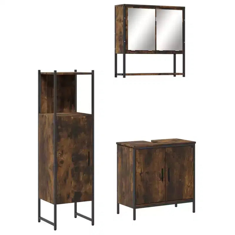 vidaXL Ensemble de meubles de salle de bain avec étagère 3 pcs Bois d'ingénierie Rangement pour