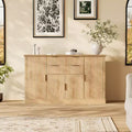 58 Sideboard Buffet Cabinet, Fluted Coffee Bar Cabinet with 2 Drawers, Wooden Media Console Table, Accent Credenza for Living Room, Kitchen, Walnut